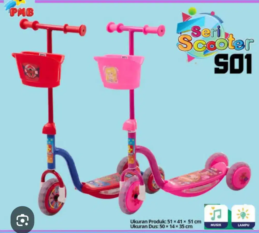 OBRAL skuter anak pink. Hanya sekali pakai saja.