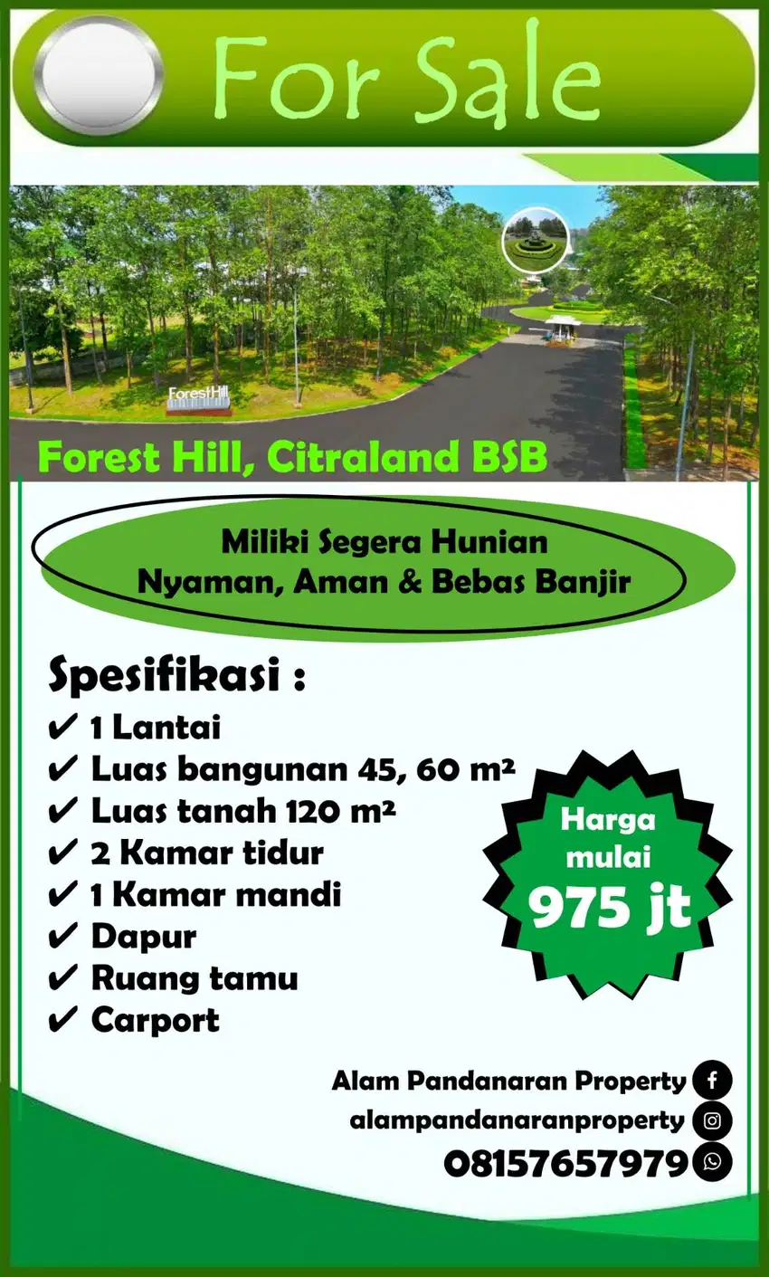Rumah 1LT di Forest Hill Citraland BSB City Jual Cepat