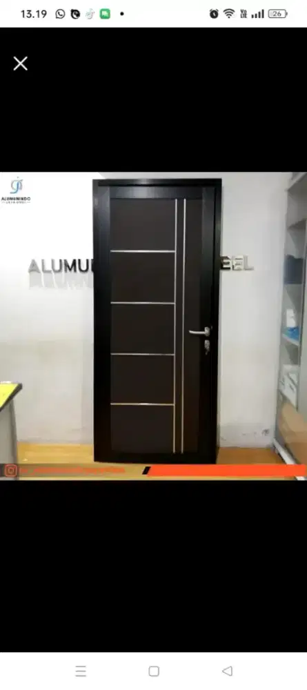 Jual kusen pintu satu dan pintu Dua dari bahan aluminium dan kayu