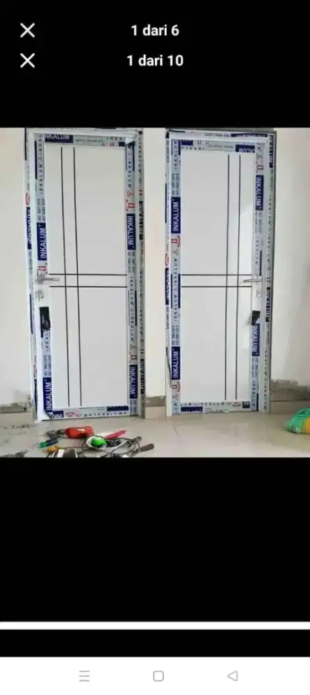 Jual kusen pintu satu dan pintu Dua dari bahan aluminium dan kayu