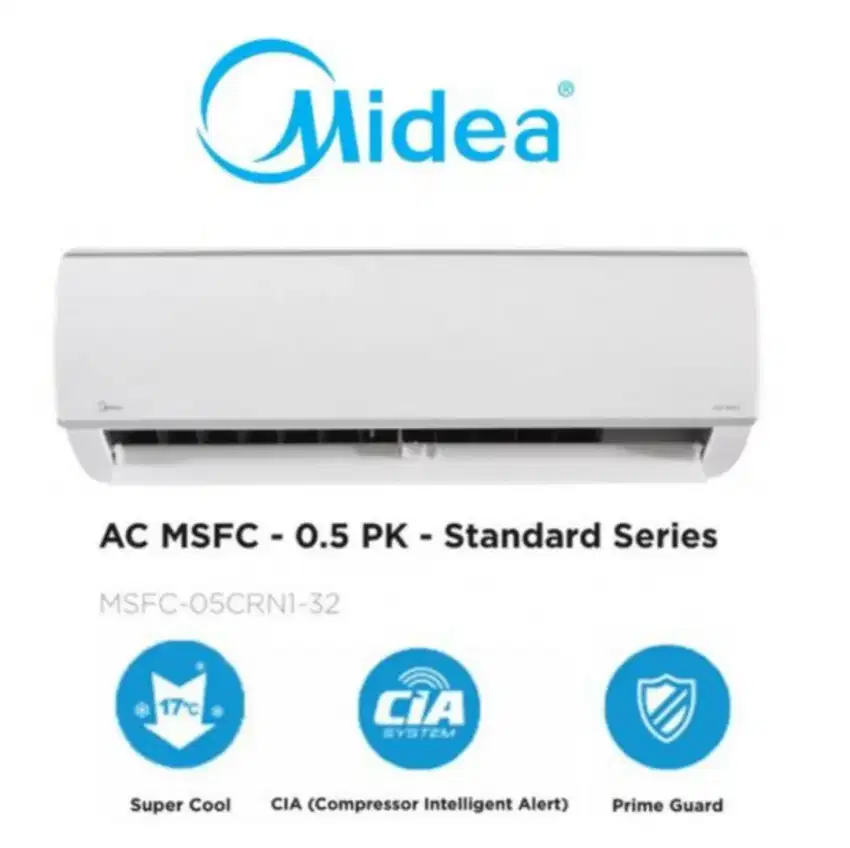 PROMO TERMURAH ! AC MIDEA 1/2PK MSAF 05CRN2 R32 GARANSI 10 TAHUN