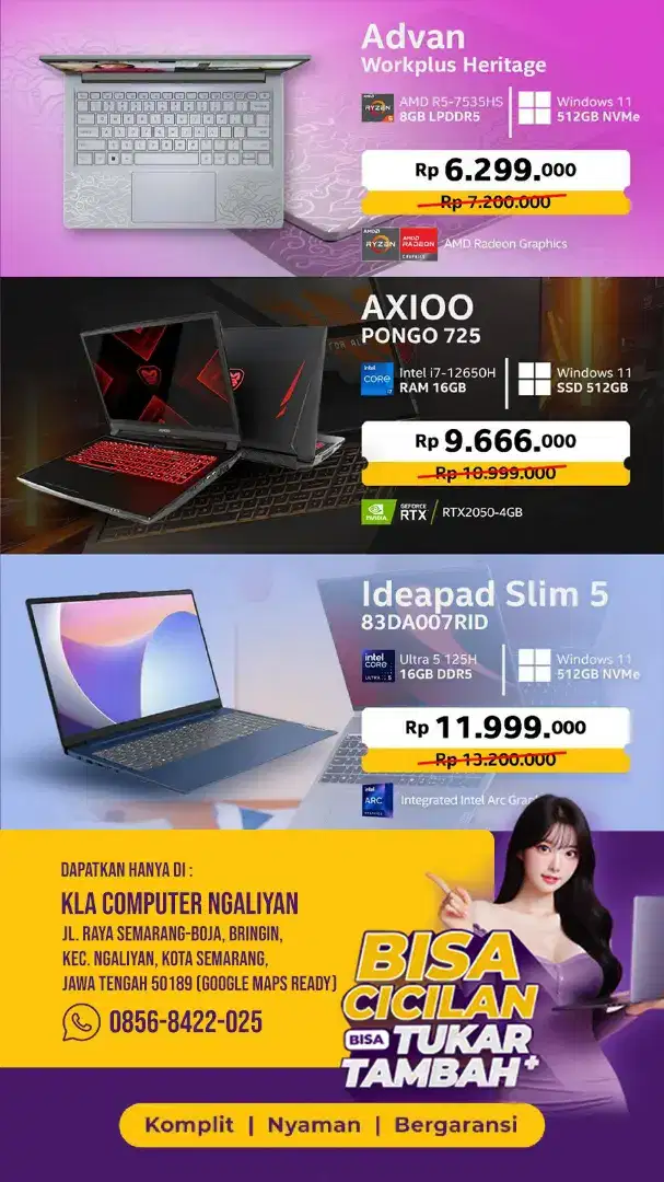Laptop Advan workplus heritage | Axioo pongo 725 | Lenovo ideapad5