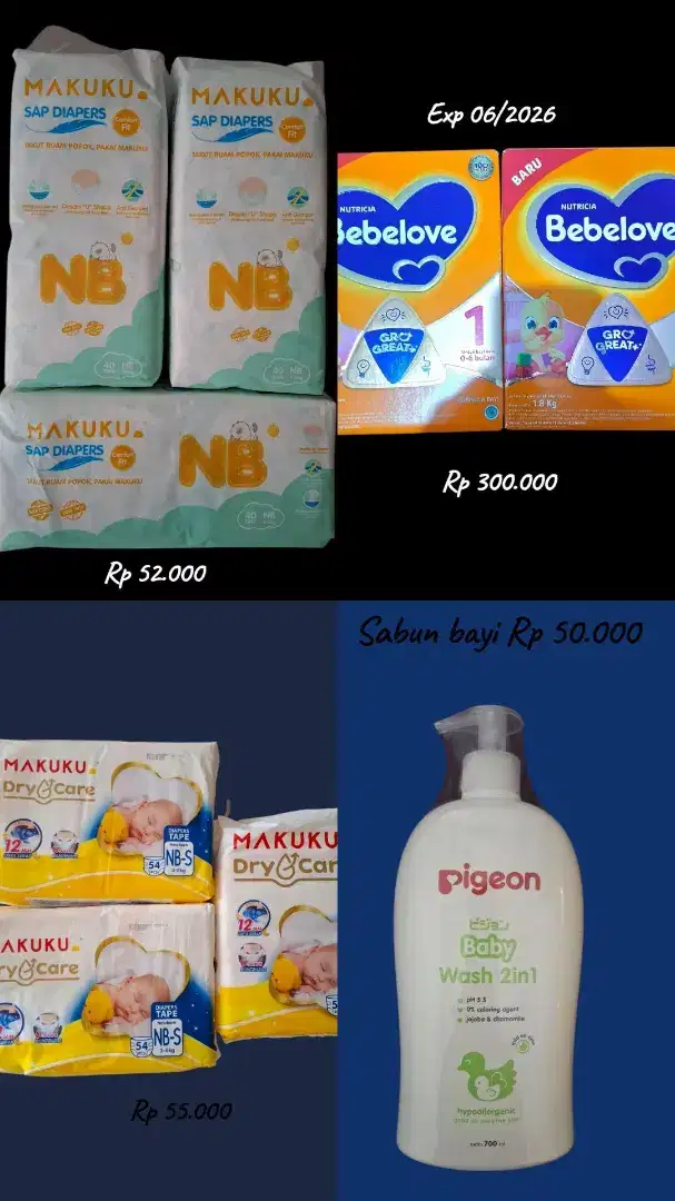 Susu dan pampers bayi masih baru