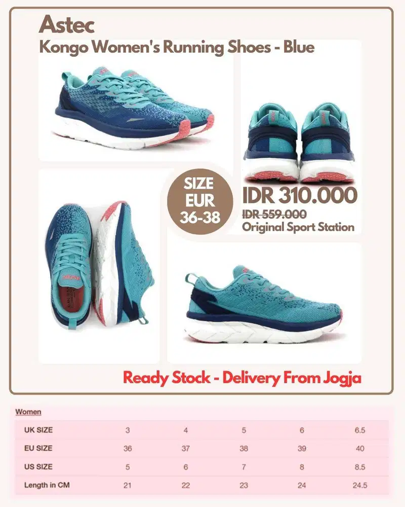 Astec Kongo Women's Running Shoes - Blue | Sepatu Lari Wanita 37, 38