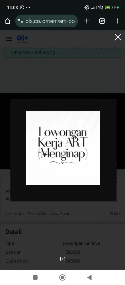 ART Serabutan dan Momong (Lokasi dekat Alinda, Bekasi Utara)