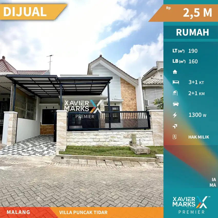 Dijual Rumah di Villa Puncak Tidar Malang Dekat Elpico Mall