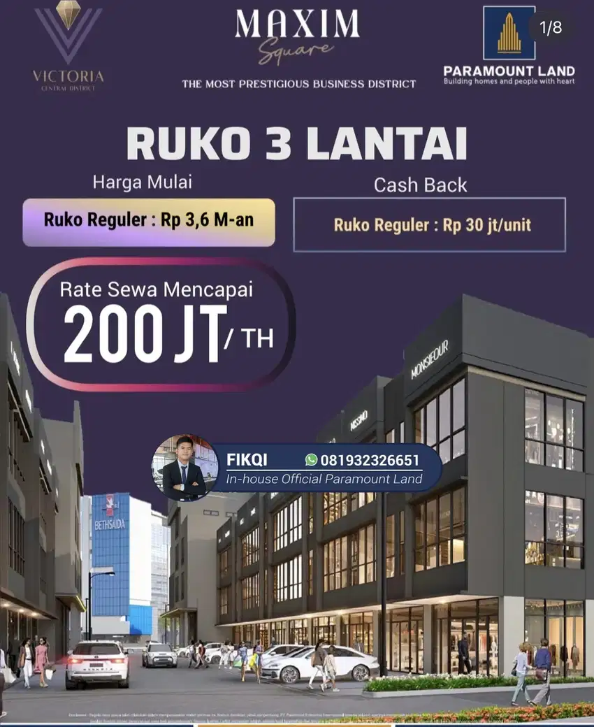 Ruko Potensial Nilai Sewa Tinggi Maxim Square