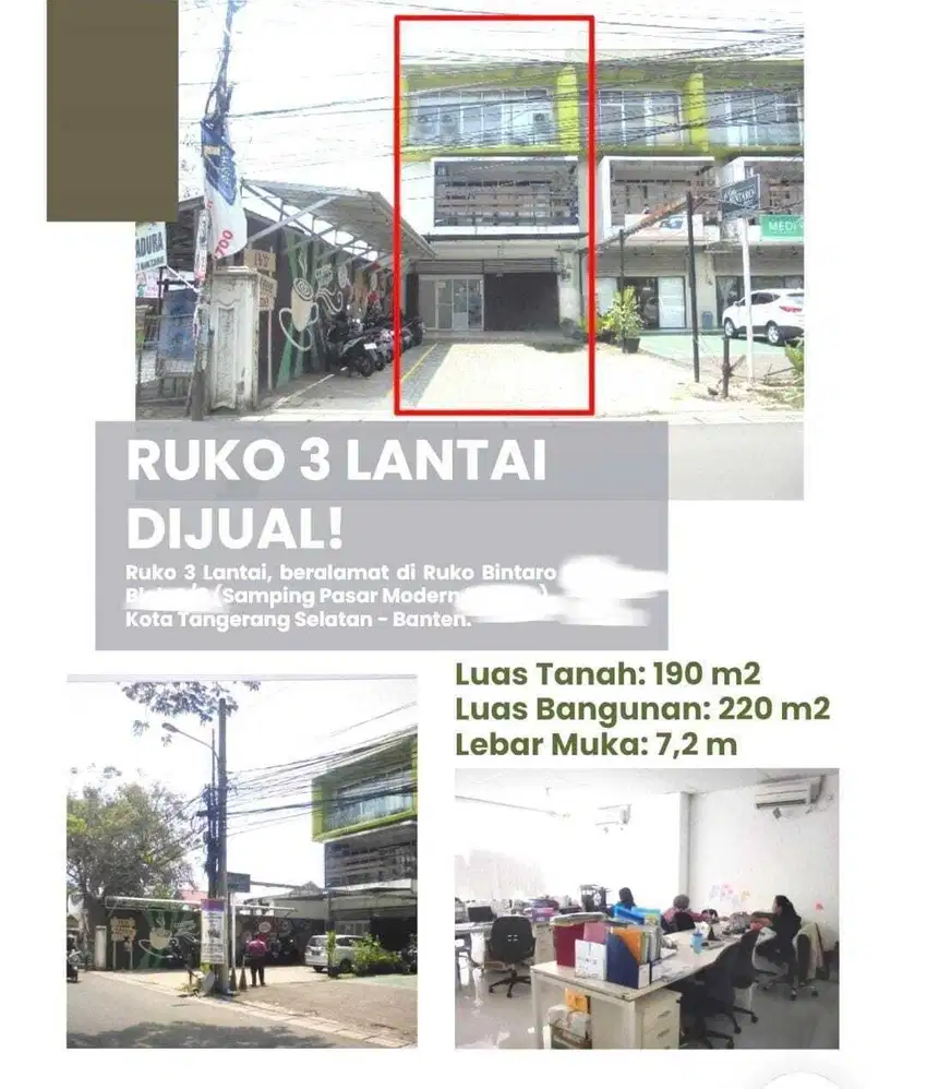 Ruko 3 lantai Dijual