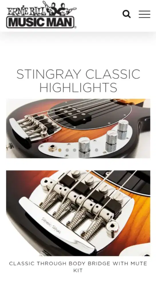 Bass music man string Ray part dudukan bridge dan wiring