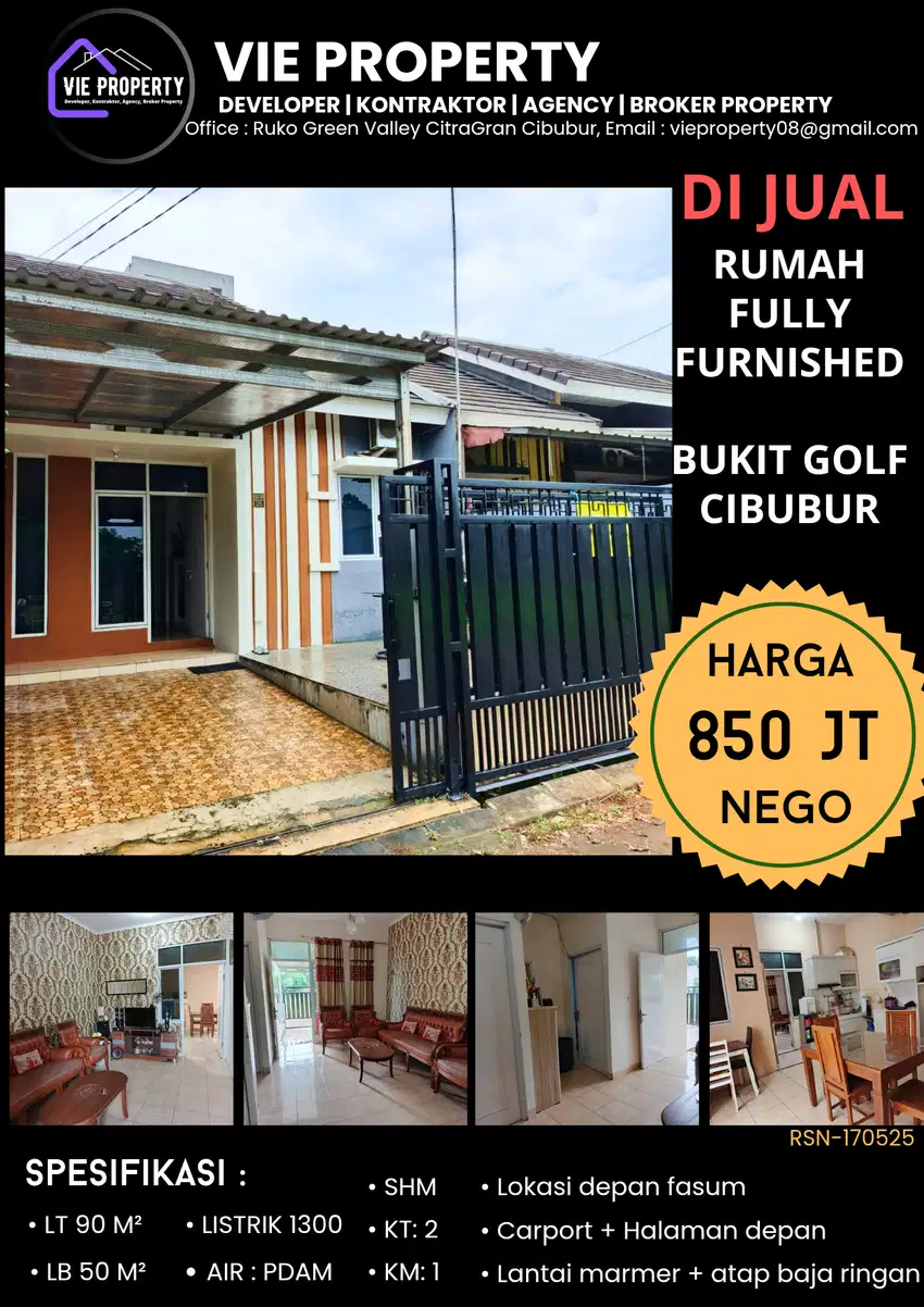 DIJUAL CEPAT  NEGO Rumah siap huni di Bukit Golf Cibubur