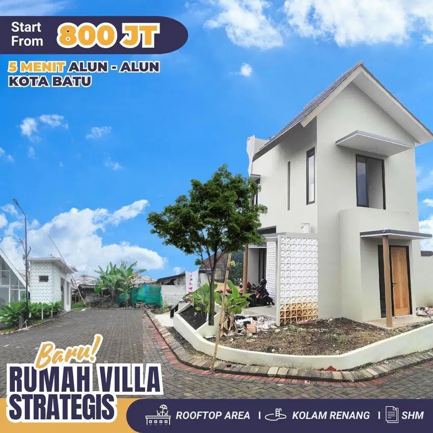 RUmah Villa Batu Siap Huni Dekat Dengan Selelcta dan Alun alun Batu