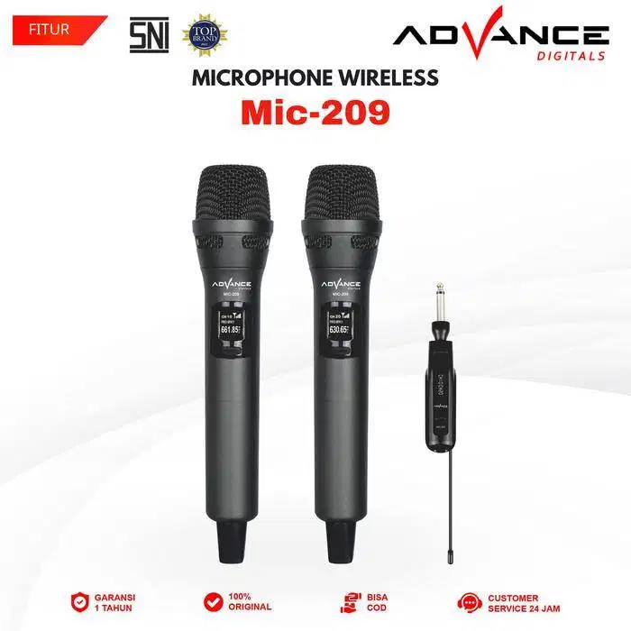 MIC ADVANCE 209 WIFI WIRELESS DOUBLE UTK KARAOKE PENGAJIAN TAHLILAN