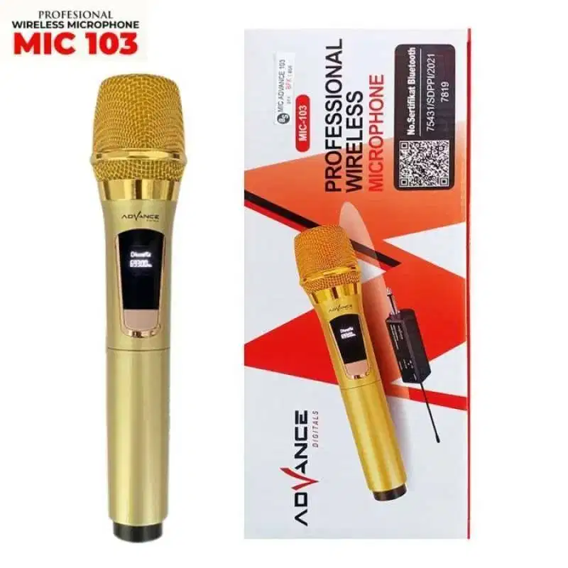 Mic Wireless Single Advance 103 Microphone Advance GOLD BISA DI CAS