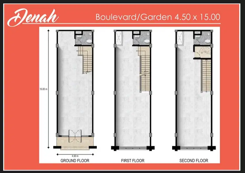Dijual/sewa Ruko La Riviera Uk 4,5x15 Type Garden badan PIK2