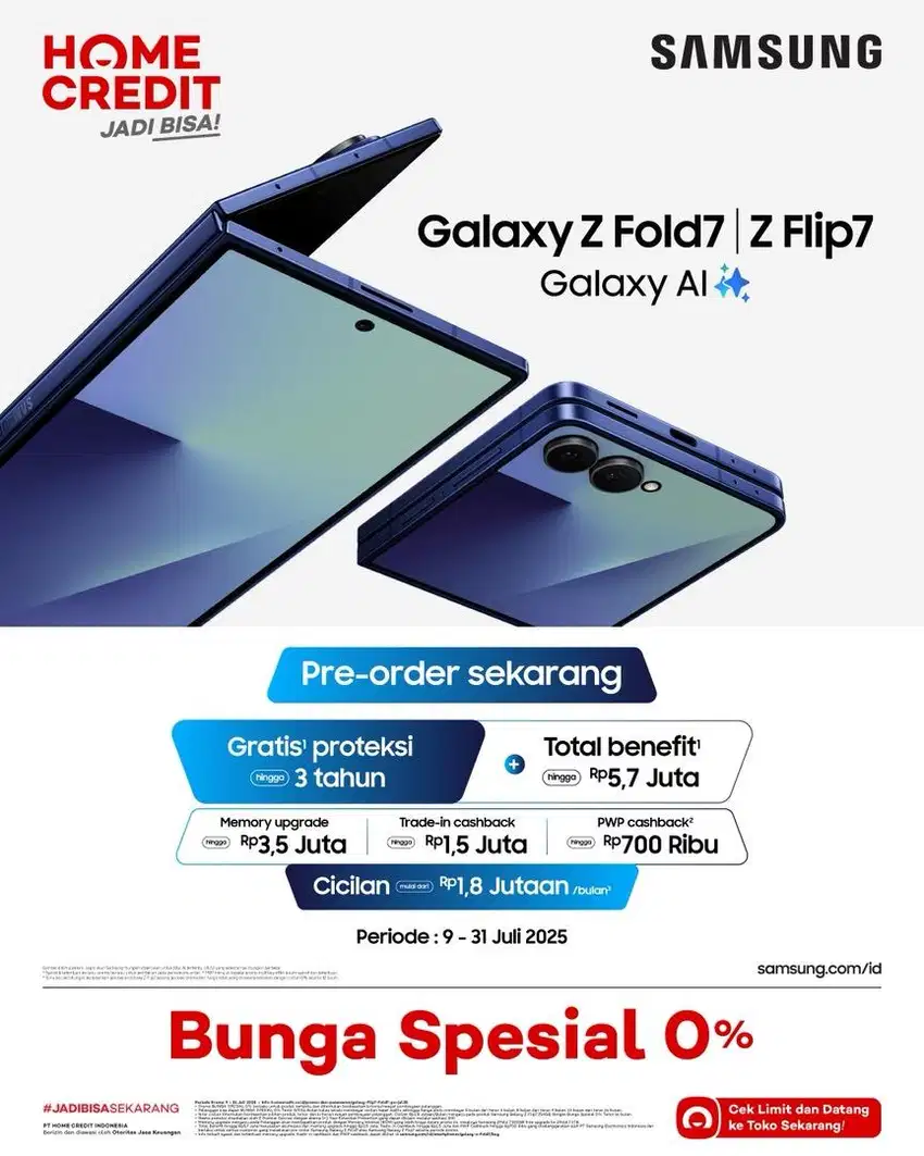Pre - Order Samsung Z fold7 dan Z flip7 cicilan 0% ( HOME CREDIT )