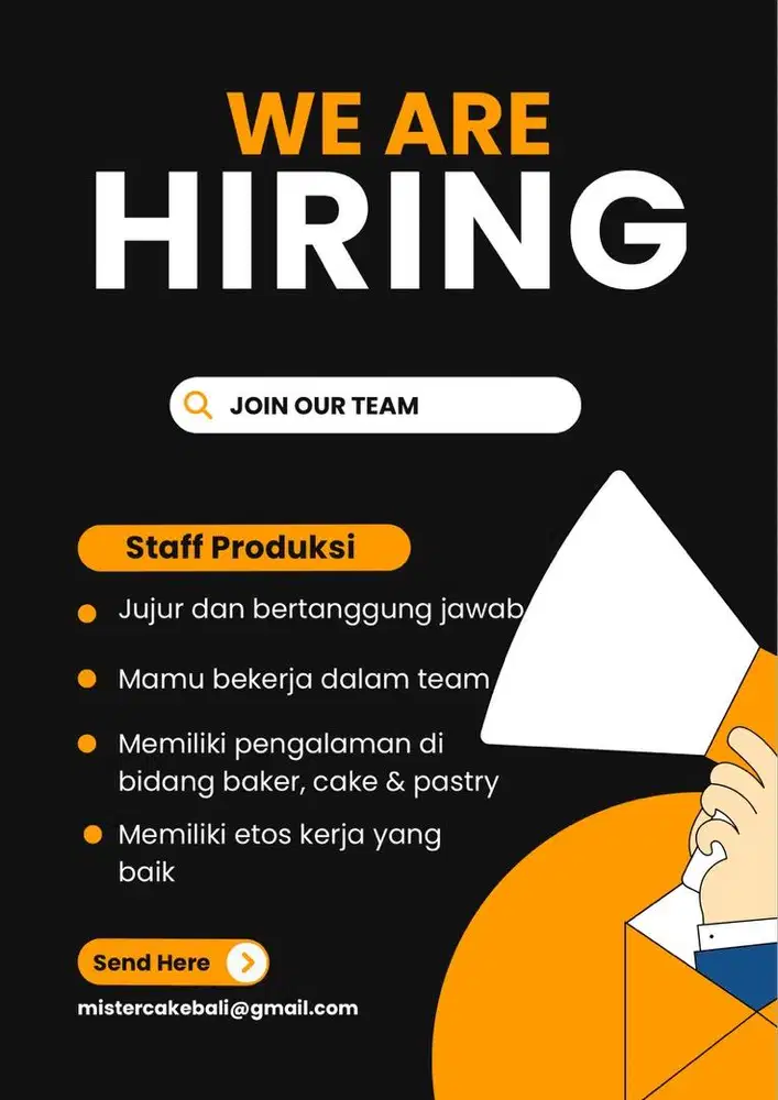 Di butuhkan staff baker untuk produksi cake dan roti