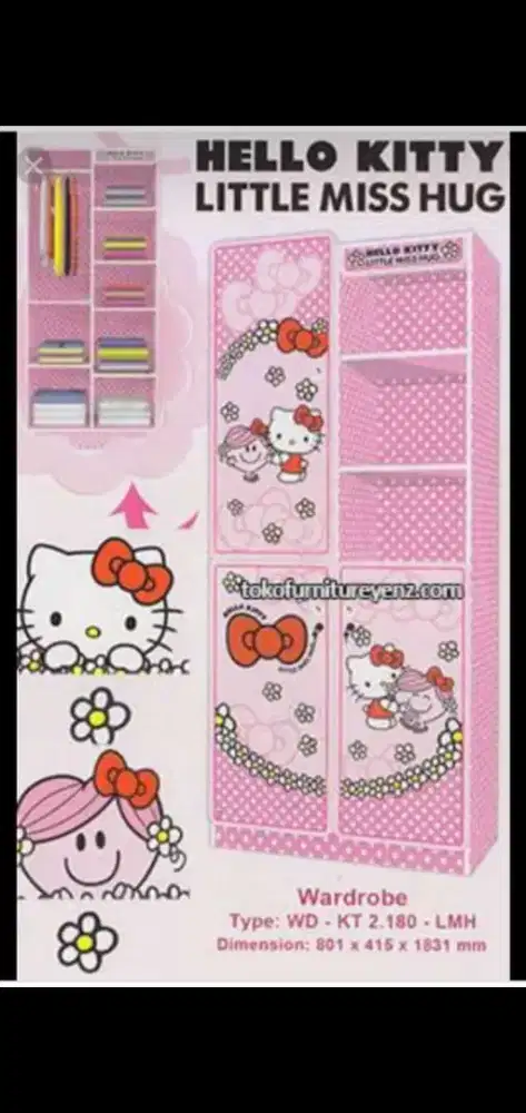 Cuci gudang Lemari Apanel Hello Kitty