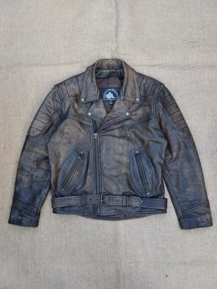 HMB Jaket Kulit Vintage Ramones Biker Leather Jacket