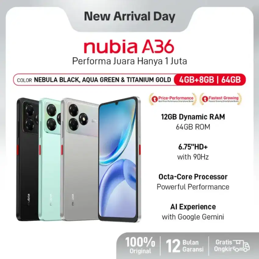 ZTE BLADE A36 NEW RAM 4+8/64GB GARANSI RESMI ZTE