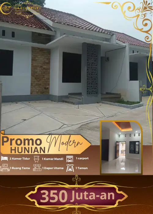Rumah siap huni 2 kamar akses mobil desain modern hanya 350 jutaan