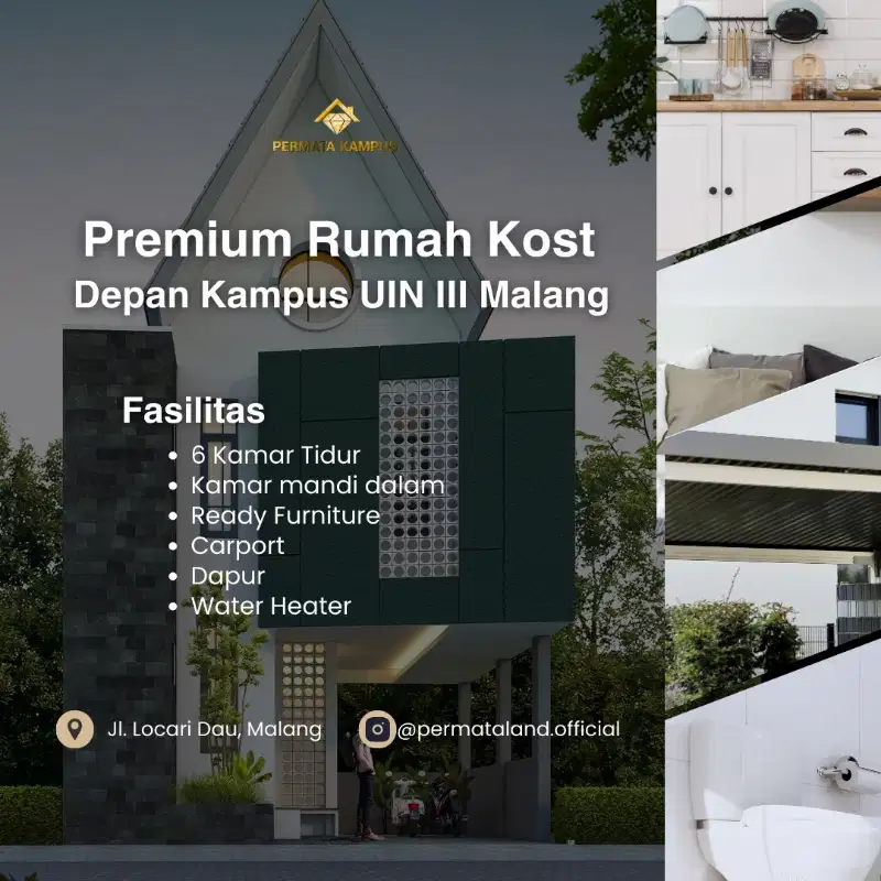 rumah kos tinggal masuk full perabot depan kampus uin