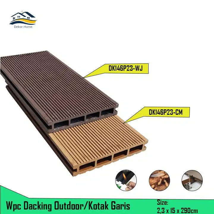 Wpc Dacking ooutdor Lantai Lubang Kotak Garis-Garis 290cm
