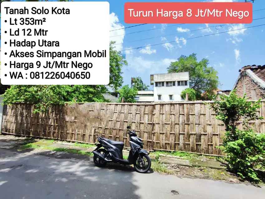 Jual Tanah Solo Kota Banget, Dekat Pusat Bisnis, Hotel, Pasar Klewer
