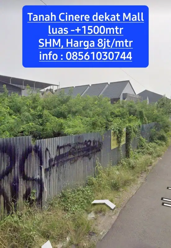 Termurah Tanah Cinere dekat Mall sgt strategis 1500mtr Shm 8jt/m nego