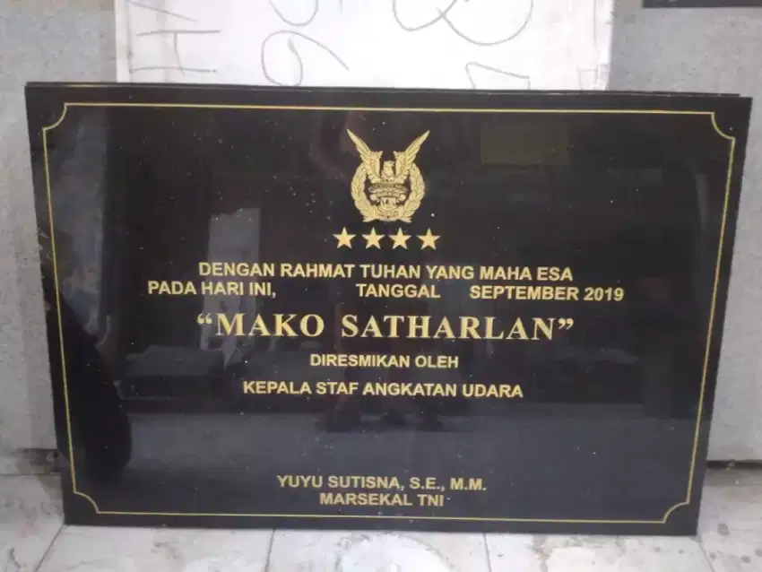 Dekorasi Dinding Batu Prasasti Peresmian Plakat Marmer Granit Stainles