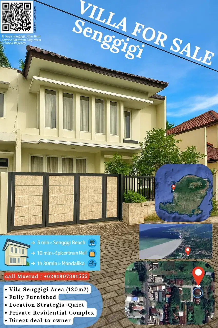 For Sale Vila Senggigi, FUUL ISI, Siap pakai Kota Mataram, SUKATI