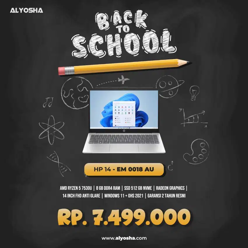 Promo laptop HP Em0018/19AU AMD Ryzen 5 7530 8/512 AMD RADEON Graphic