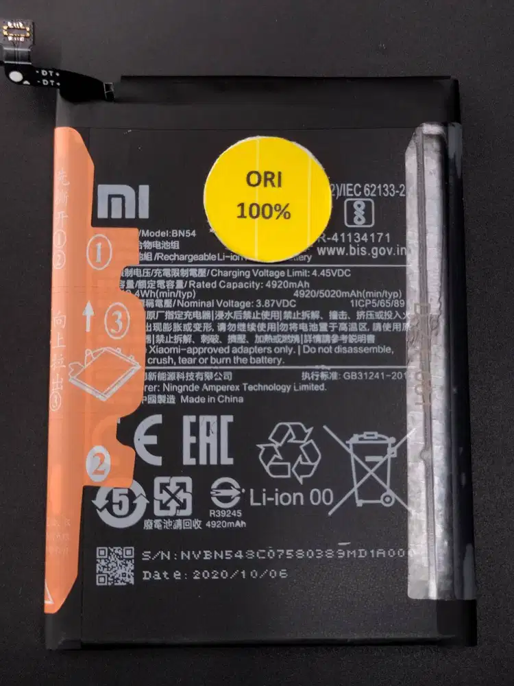 Baterai XIAOMI NOTE 9 / Baterai XIAOMI REDMI 9 Batery BN54 ORIGINAL