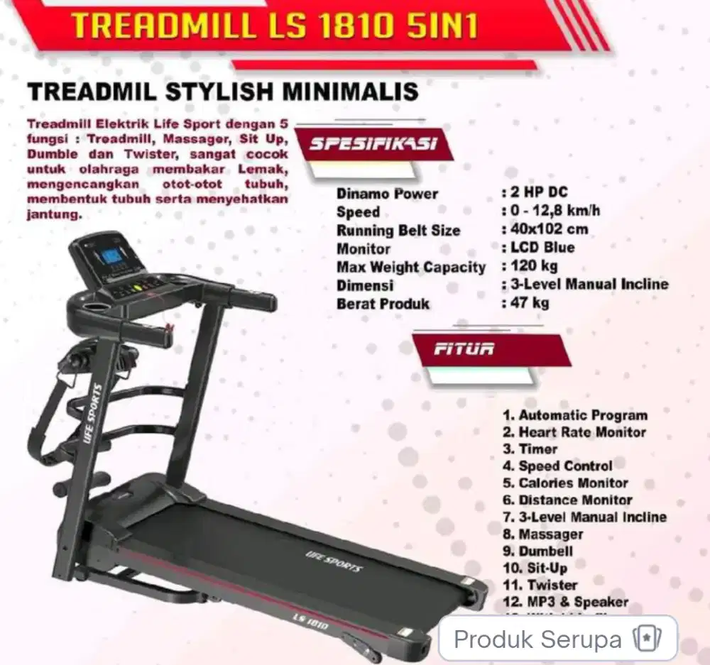 Treadmill elektrik ls 1810 lifesports