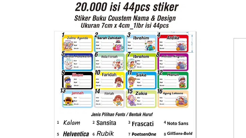 STIKER BUKU COUSTEM 20K 44PCS