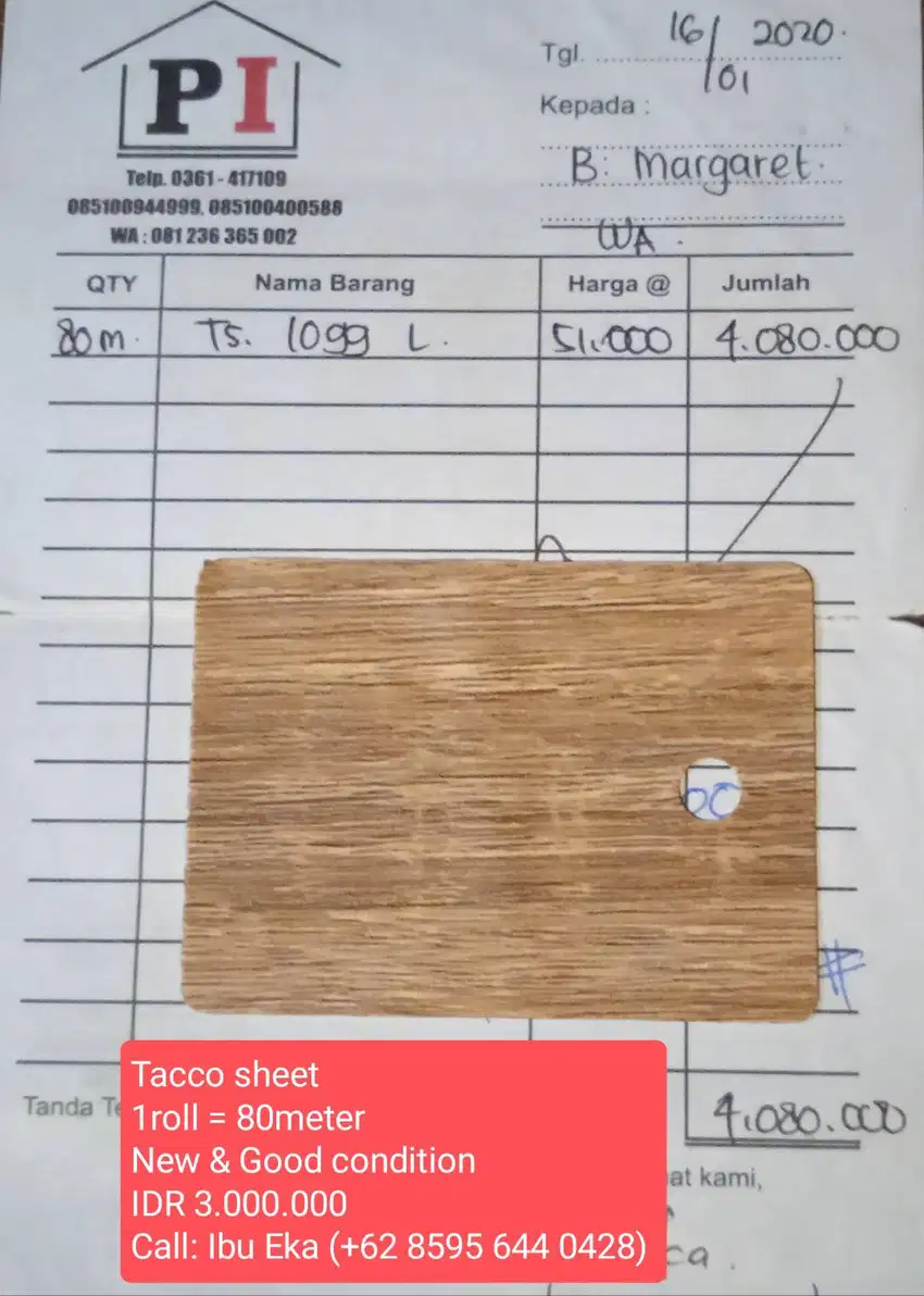 Tacco sheet type 1099L