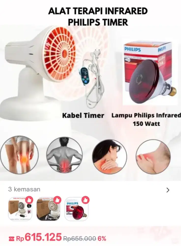 Lampu terapi infra merah 150W Phillips