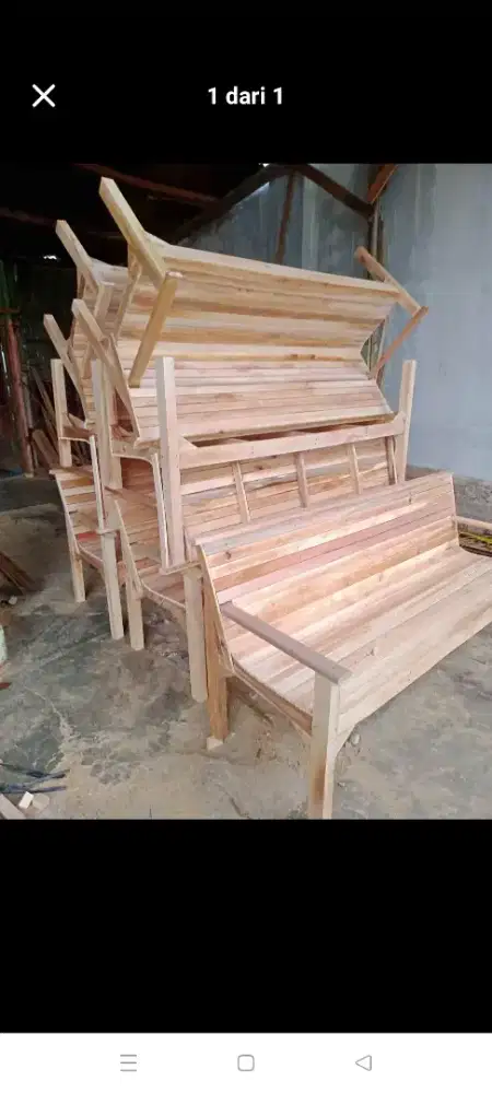 kursi kayu Tangga lipat tirai rumbia dll