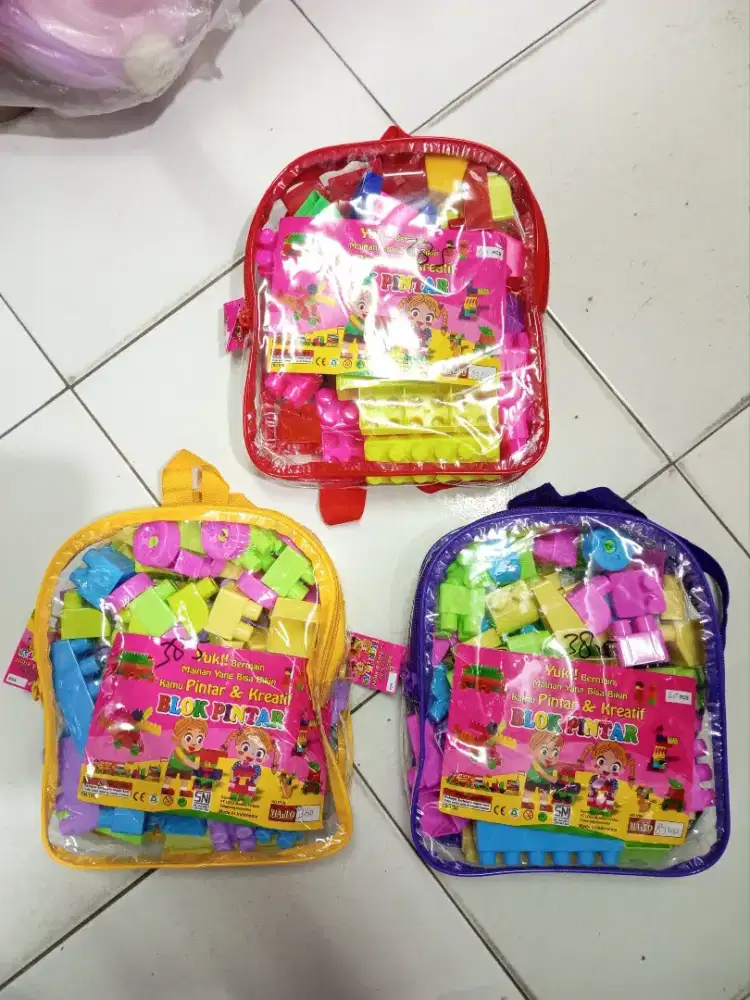 Mainan anak block Lego tas 60 pcs