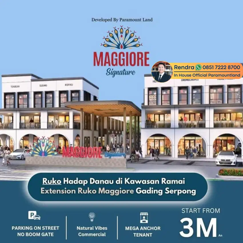 DIjual Ruko Maggiore Hadap Jalan Dan View danau Gading Serpong
