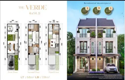 DIJUAL RUMAH MEWAH 3 LANTAI VERDE DI PARKLAND PODOMORO KARAWANG BARAT
