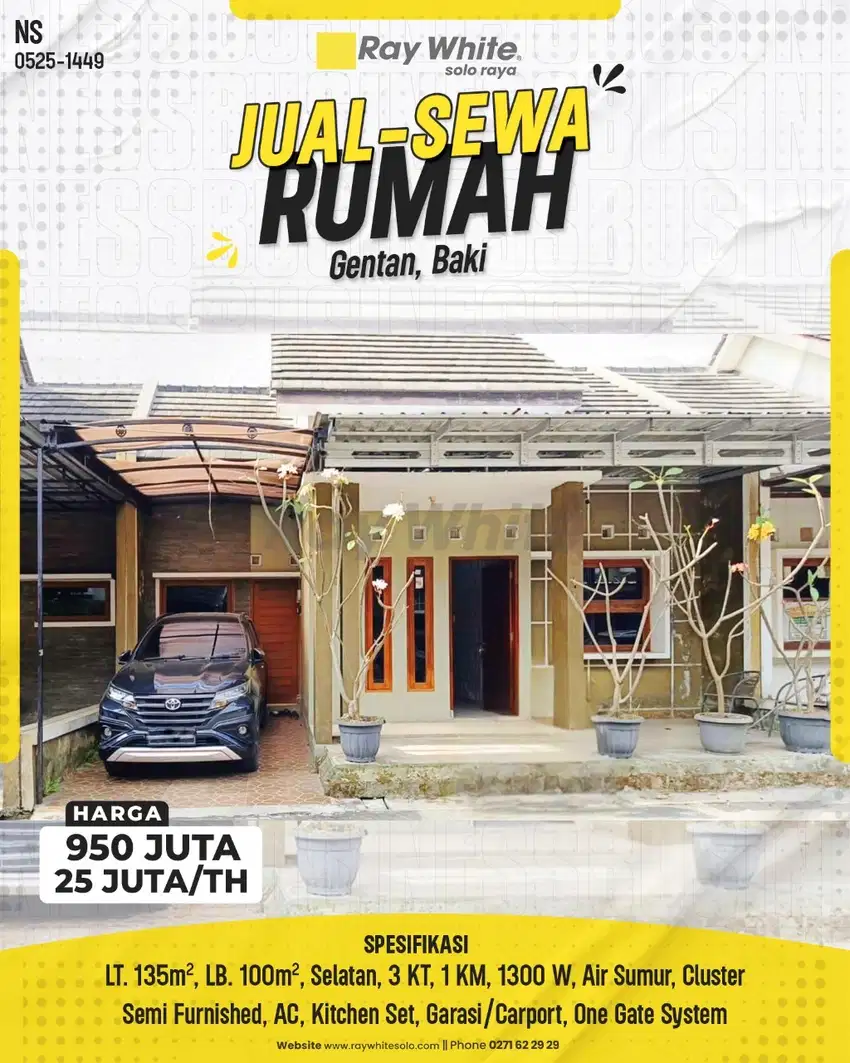Disewakan & Dijual Rumah di Perumahan Gentan Cluster, Siap Huni