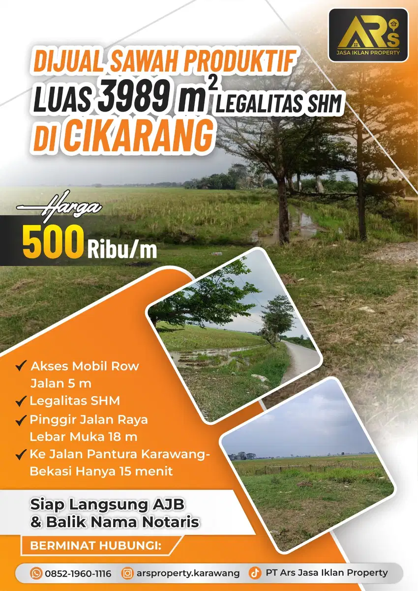 Sawah Murah Rp 500 ribu/m di Cikarang Bekasi