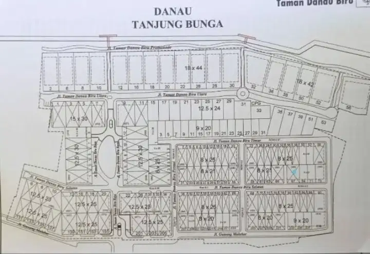 Taman Danau Biru Timur No 18 dan 20 SHM  Sudut 485 M(2 Petak)