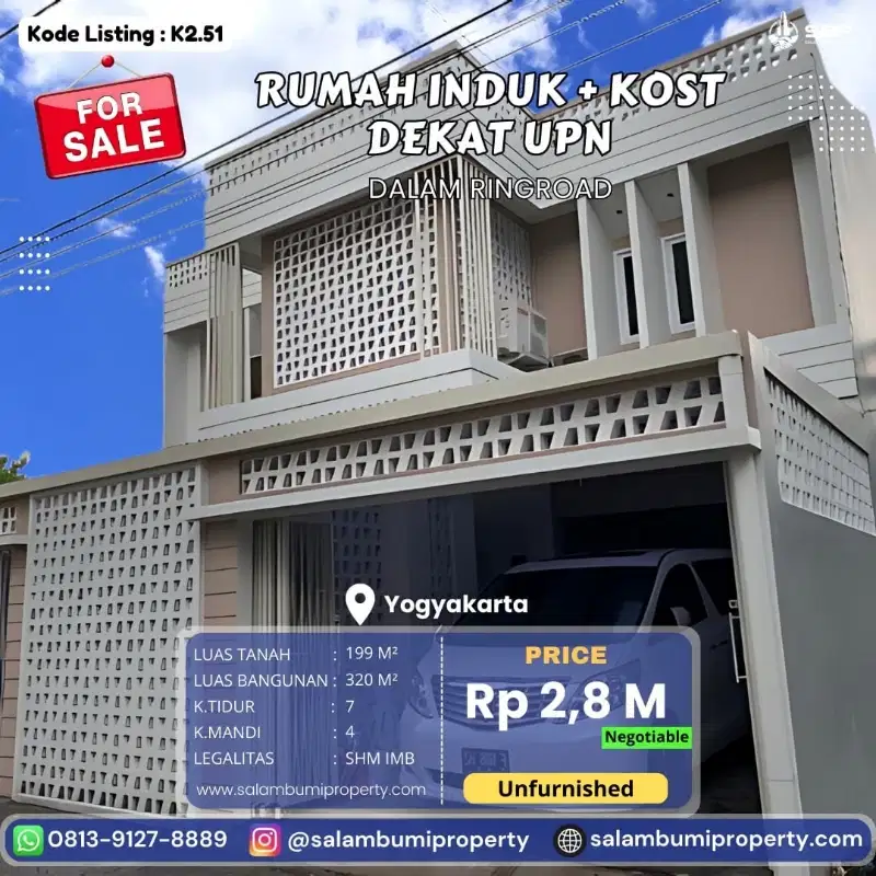 Rumah induk dan kost2 an semi ekslusif bagus di seturan