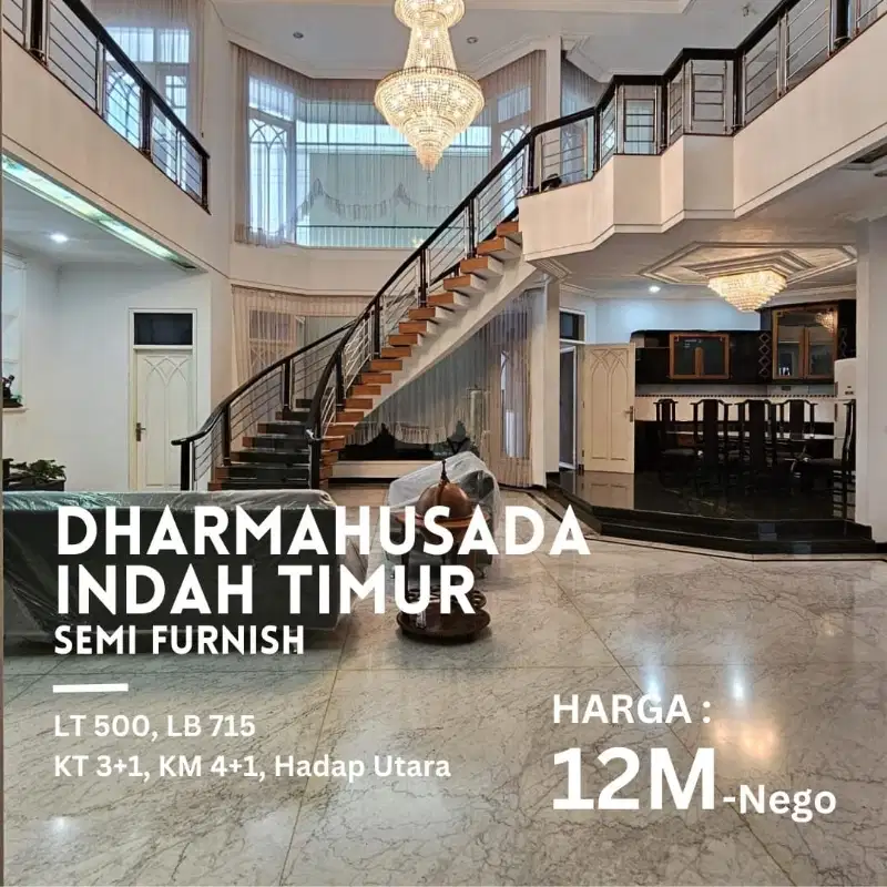 Dijual rumah mewah terawat  Dharmahusada Indah Timur Semi Furnish.