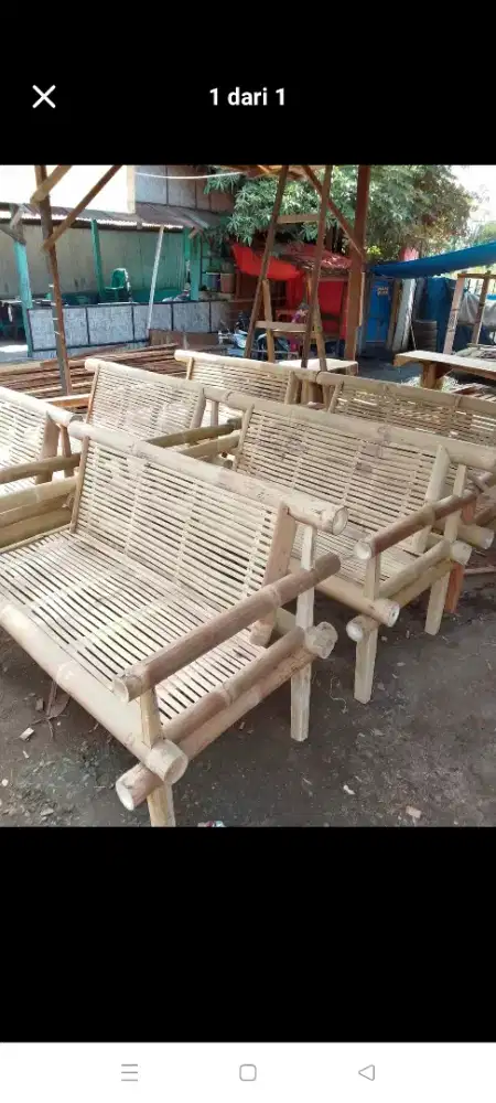 kursi bambu tangga lipat tirai rumbia dll