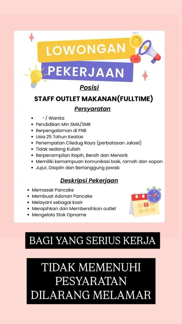 LOKER UNTUK FNB CILEDUG