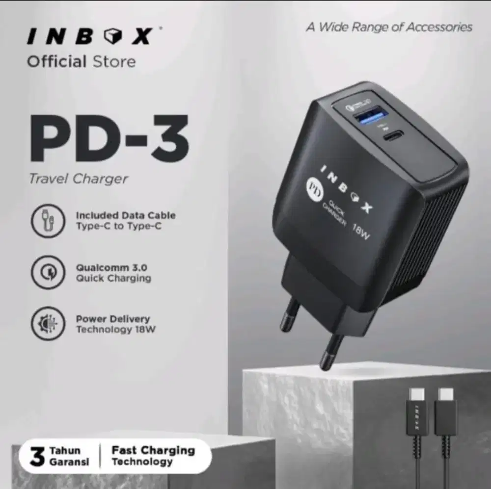 Kepala charger inbox 18watt 2 colokan