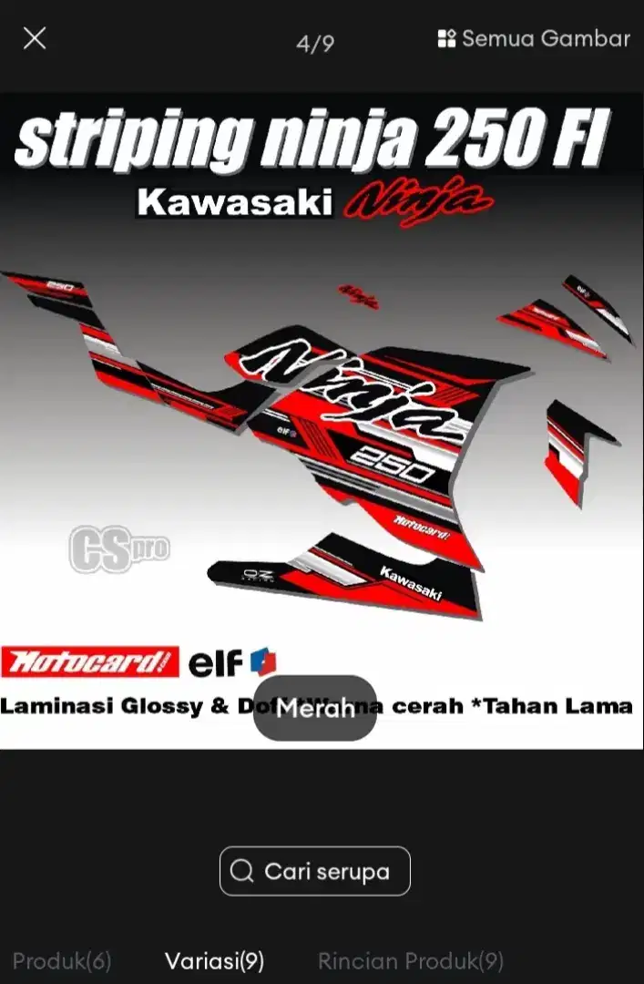Stiker motor ninja 250 f1