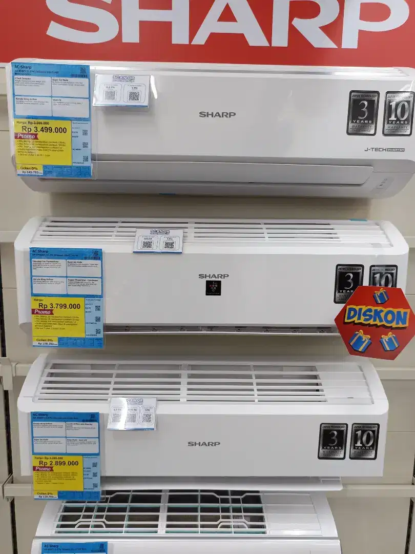 AC Sharp 0,5 pk 1 Pk bisa cicilan tanpa DP ada free cicilan